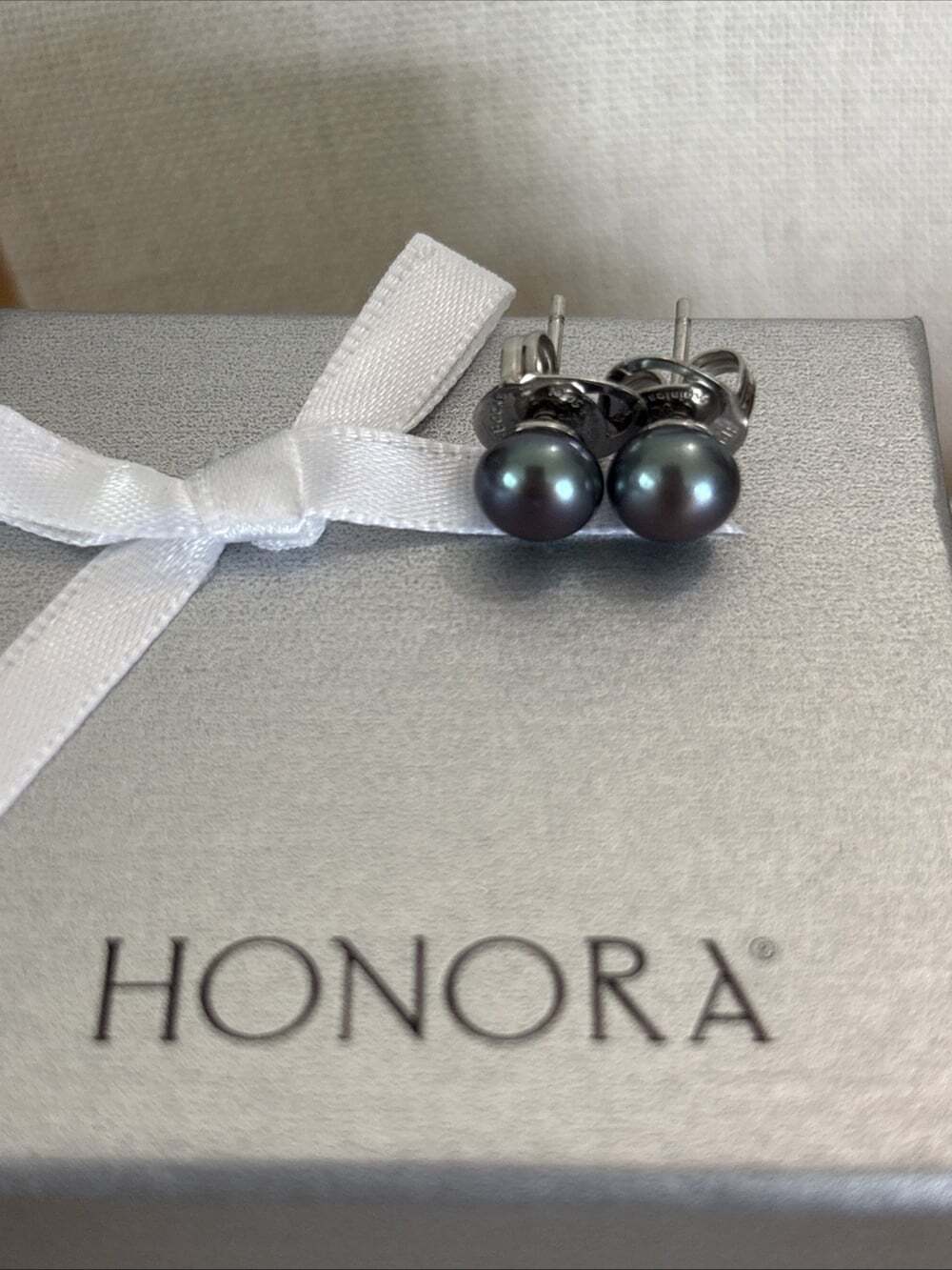 Honora 7.2mm Peacock Pearl Stud Earrings Bold Semi Round Button Stainless Steel